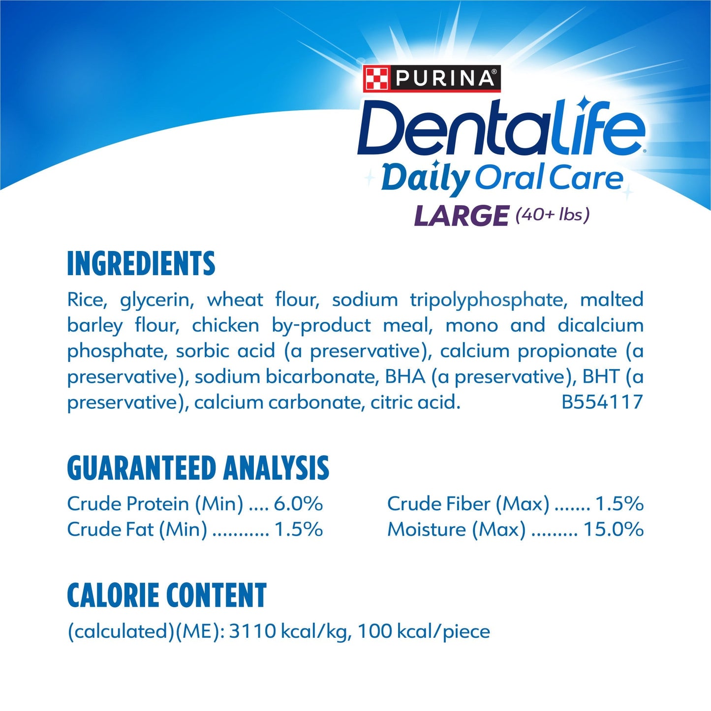 Purina Dentalife Daily Oral Care Chicken Flavor Large Breed Dog Dental Chews – 2 x 36 oz. Packs (36 chews)