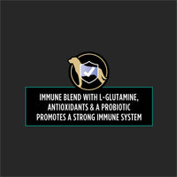 Dog immune blend with L-glutamine, antioxidants, and probiotics supports a strong immune system for overall canine health.