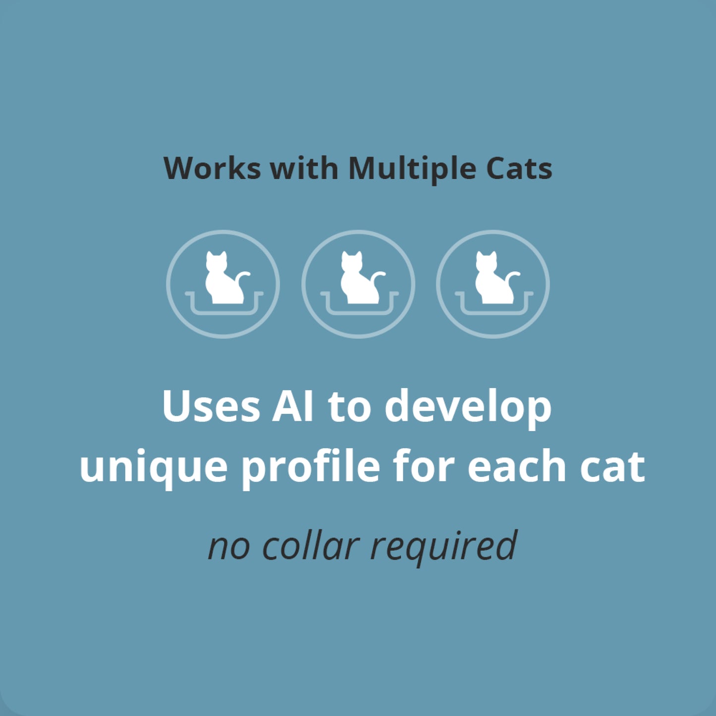 Works with multiple cats | Uses AI to develop unique profile for each cat | no collar required