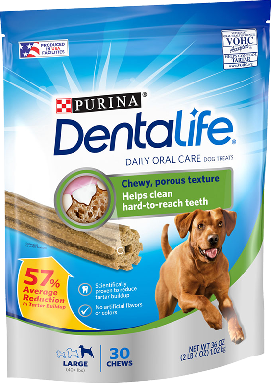 Purina Dentalife Daily Oral Care Chicken Flavor Large Breed Dog Dental Chews – 2 x 36 oz. Packs (36 chews)